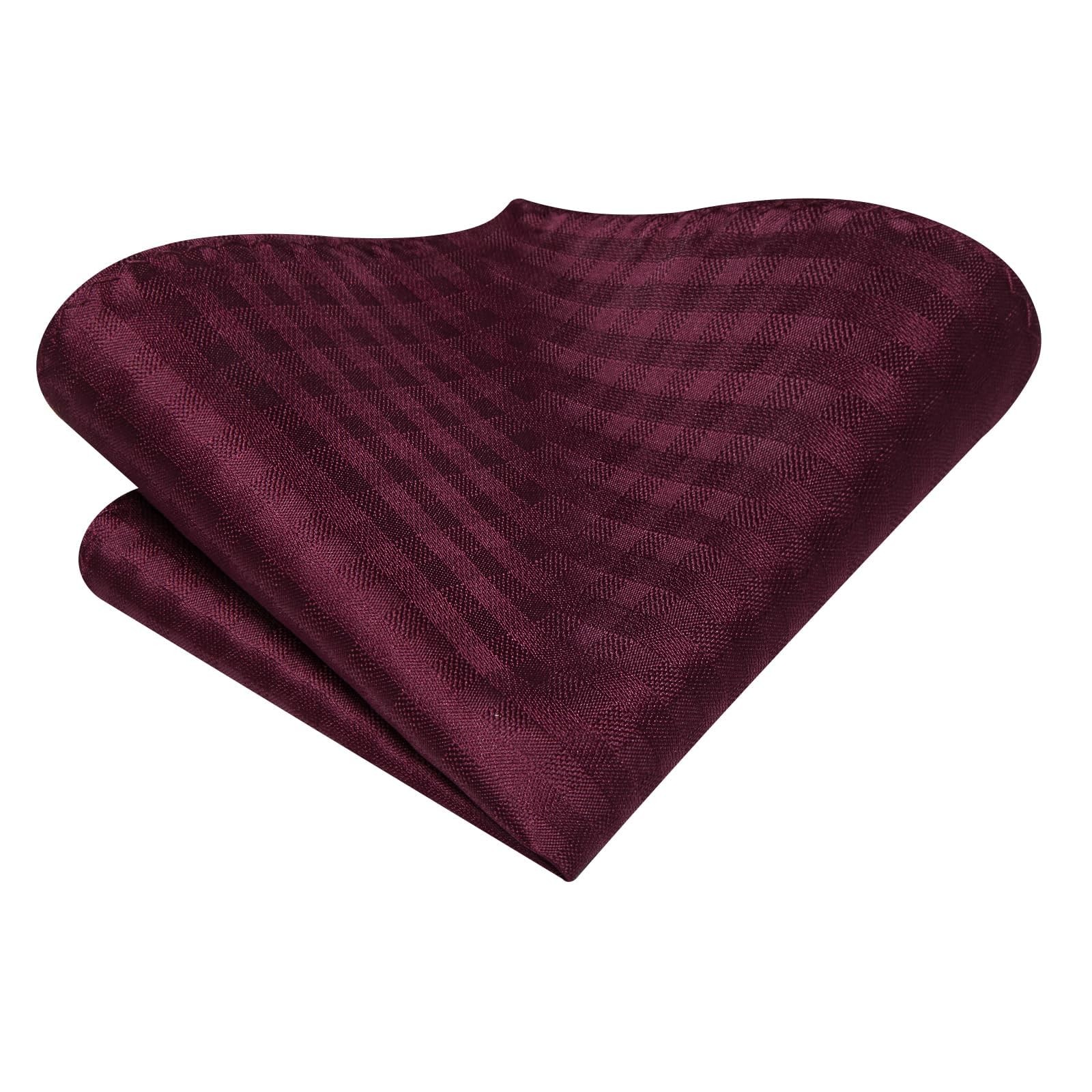 70 inches Ties for Men Silk Extra Long Necktie and Pocket Square Wine Red