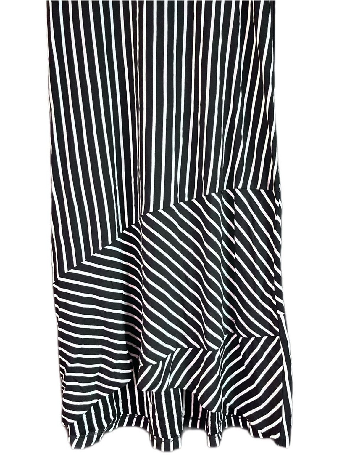 Cabi ATC Wink Dress Black White Multi Stripe Asymmetrical Midi Dress Size XS