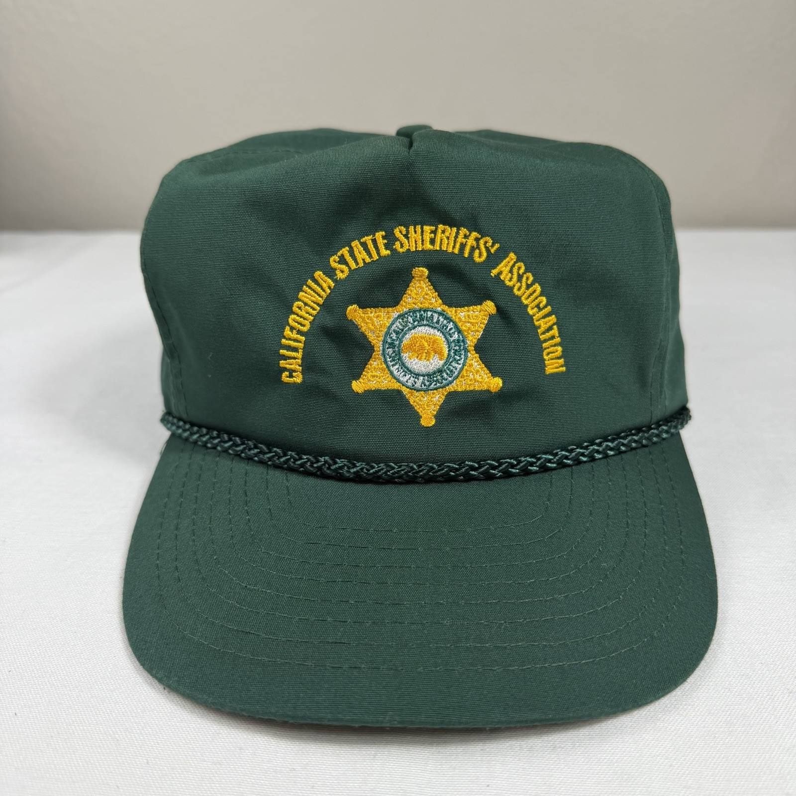 Vtg Nissin California State Sheriffs Association Rope Hat Cap Green CSSA