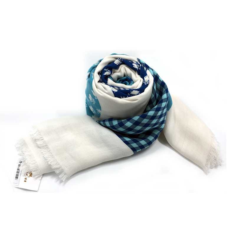 NWT Coach Blue Floral Badlands Patchwork Scarf 50″ x 70″ Shawl 85813 MSRP $195
