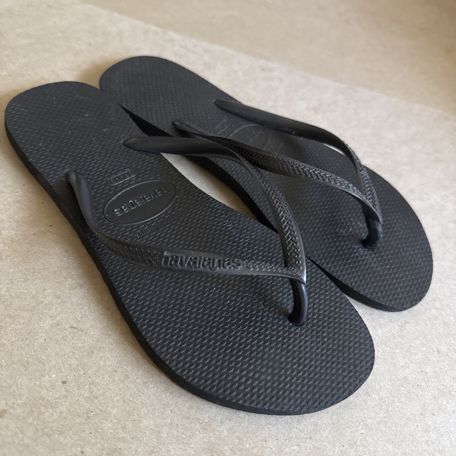 Havaianas Slim Black Classic Flip Flops 39/40 – Preowned Excellent Very Clean