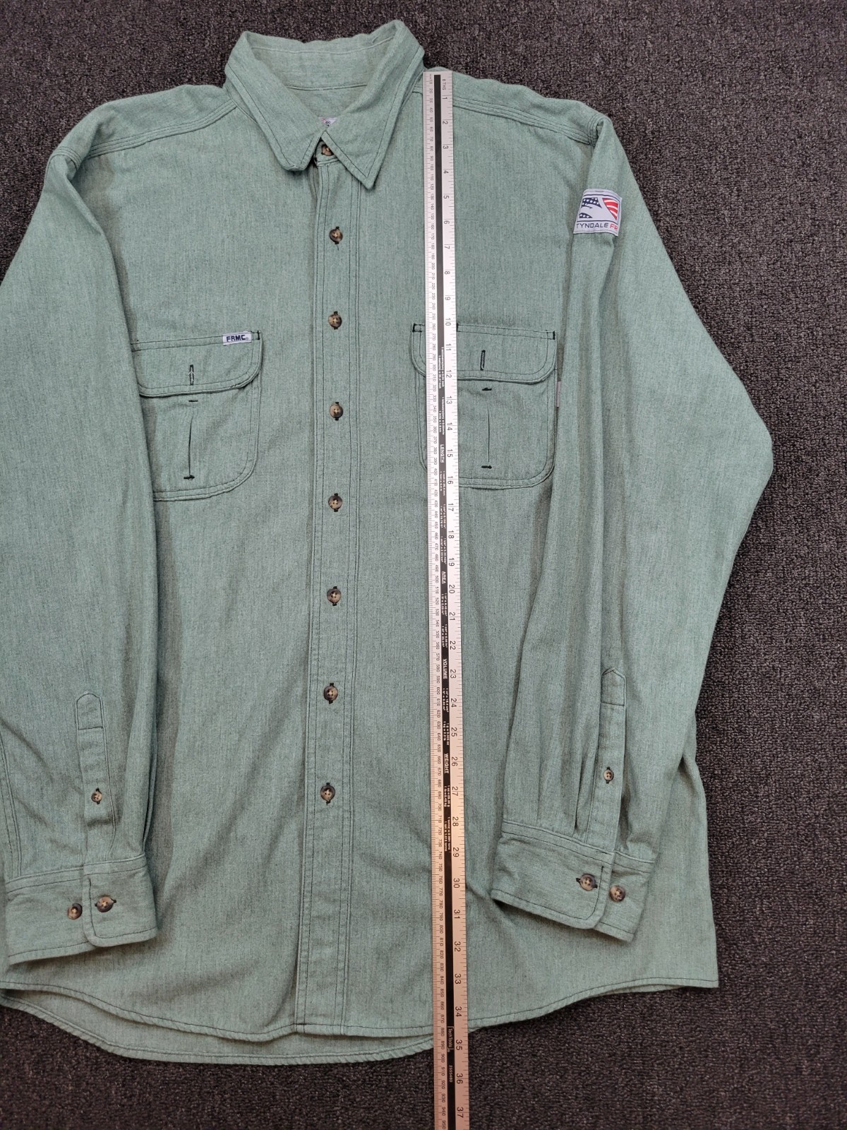 Tyndale FR Button Shirt Mens 2XLN Green Flame-Resistant CAT 2 ARC Rating 9.1 USA