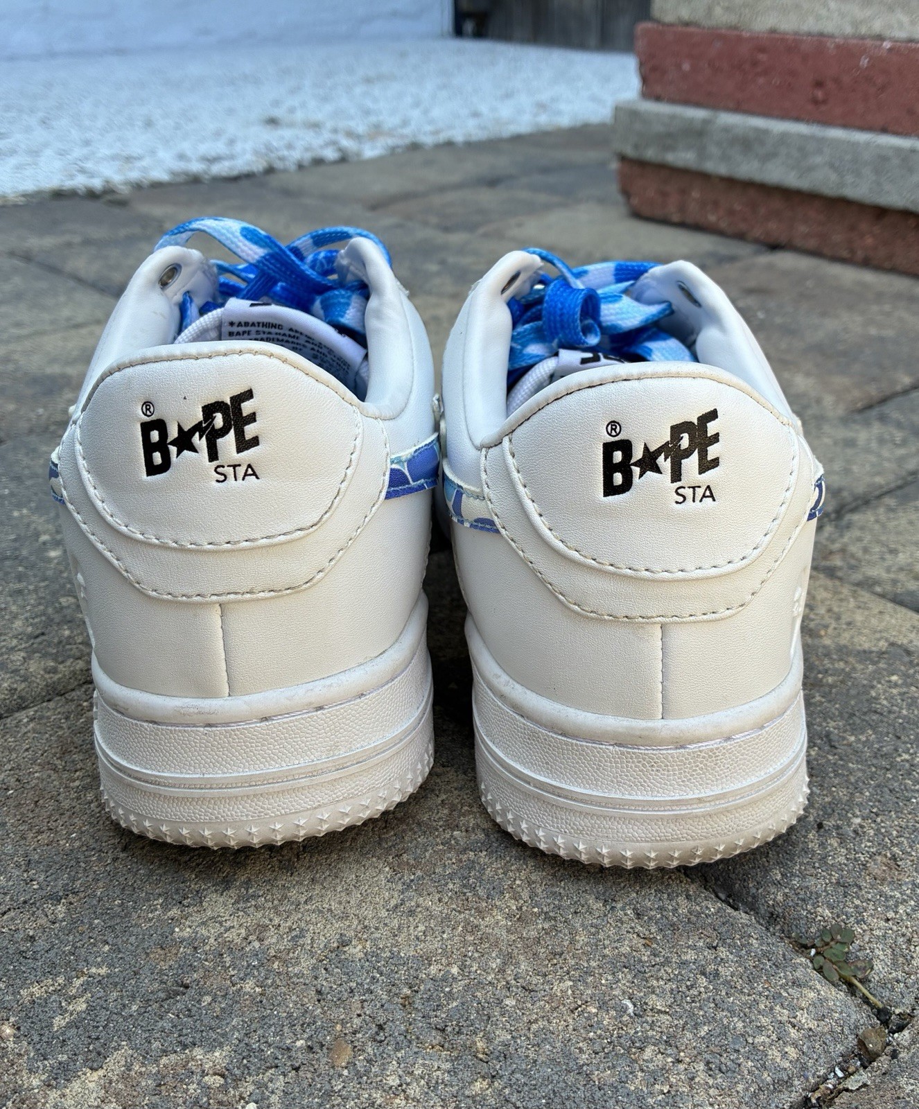 A Bathing Ape BAPE STA Low Top Sneaker RARE White/Blue Camo Lace-Up 1H701919645
