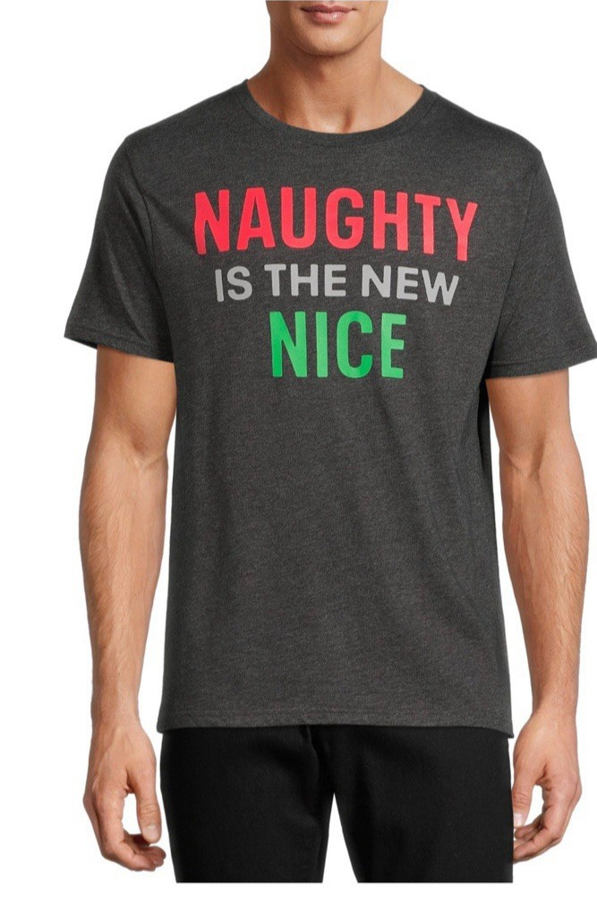 Mens Naughty Is The New Nice Christmas Tee Short Sleeve Holiday T-Shirt Large
