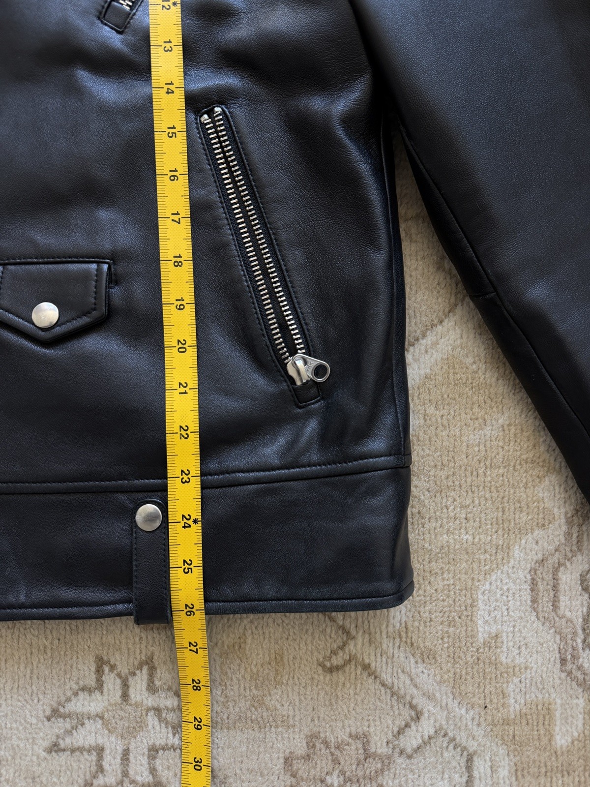 Mackage Black Lambskin Moto Leather Jacket Asymmetrical Zip Size 42 Mens