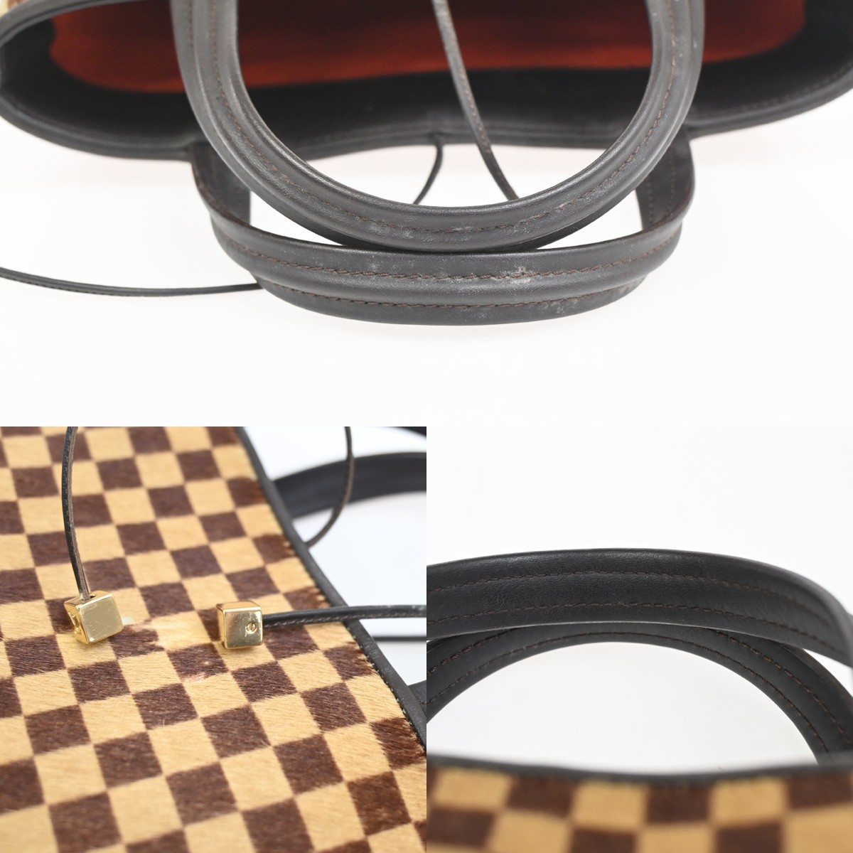 LOUIS VUITTON Impala Hand Bag Damier Sauvage Furb Leather Brown M92133 33YJ035