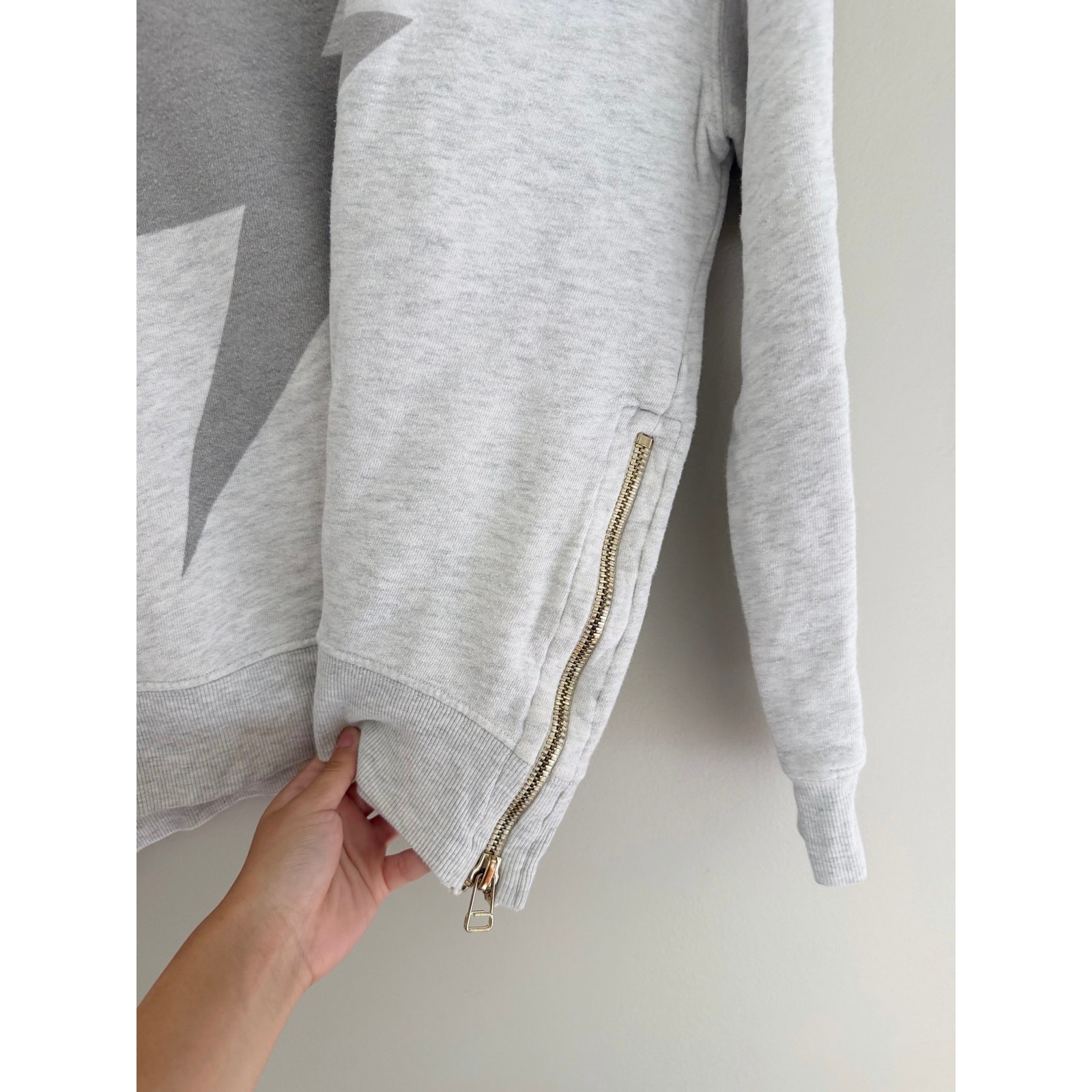 SUNDRY Lightning Bolt Double Zip Oversized Sweatshirt in Light Grey Size Small/1