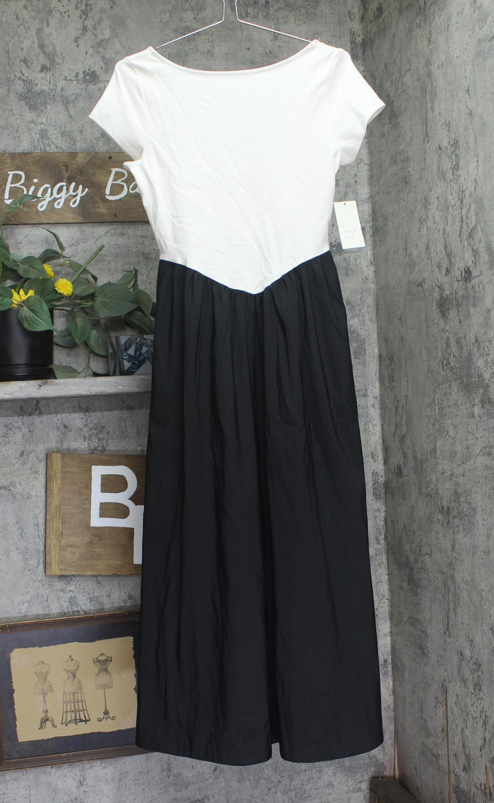 A New Day Backless Knit Maxi Dress 94736643 Black / White S