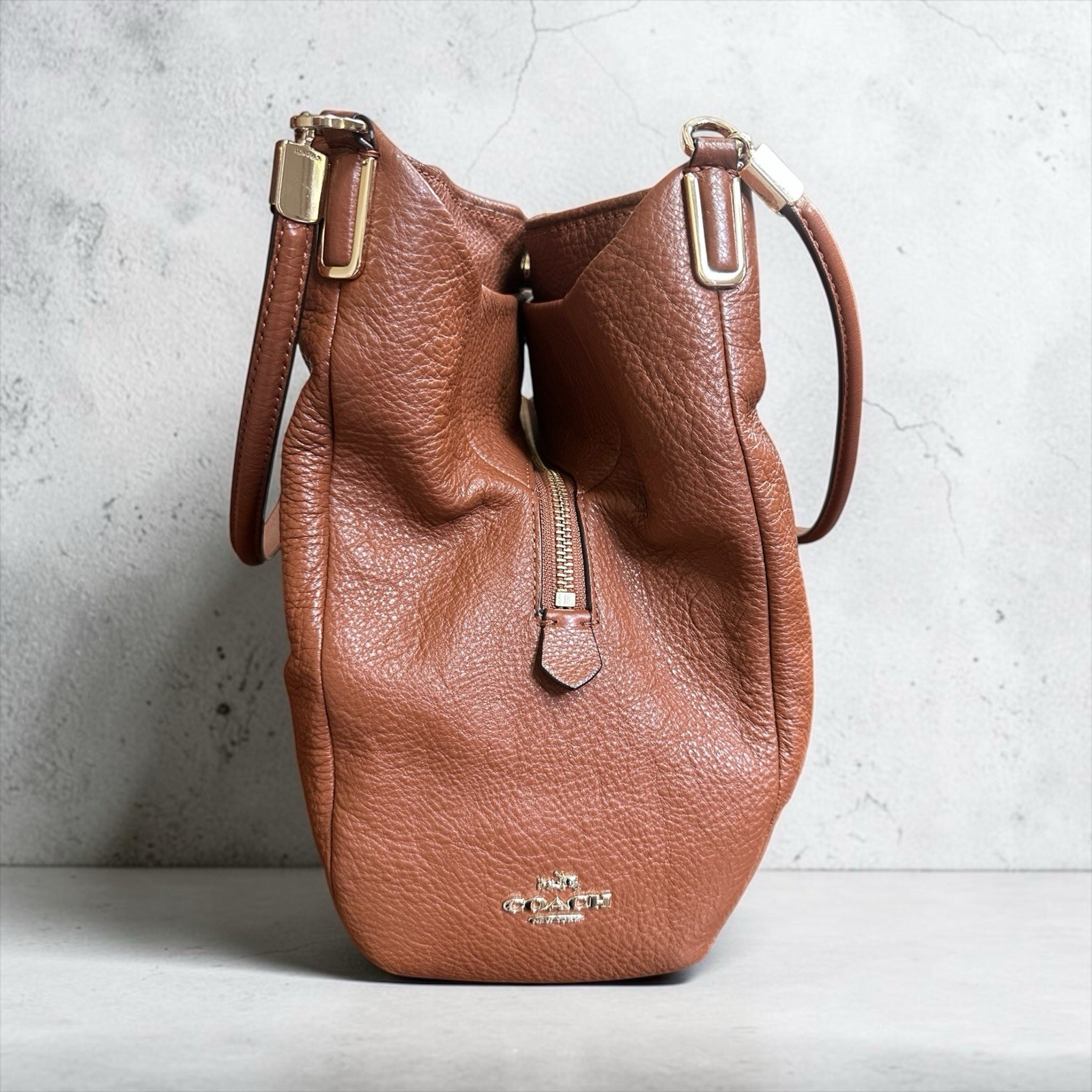 Coach F34495 Madison Phoebe SM Shoulder Bag Saddle Brown Soft Pebble Leather