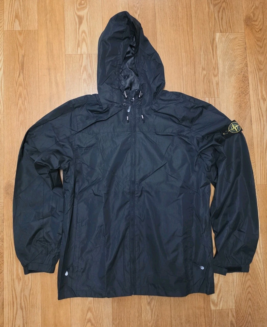 Stone Island Black Hooded Zip Down Jacket Size Large