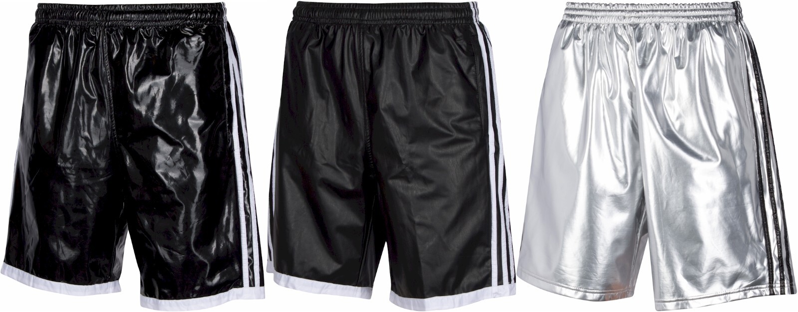Bruno Shiny PVC Vinyl PU Leather Plastic 3-Stripe Shorts NEW