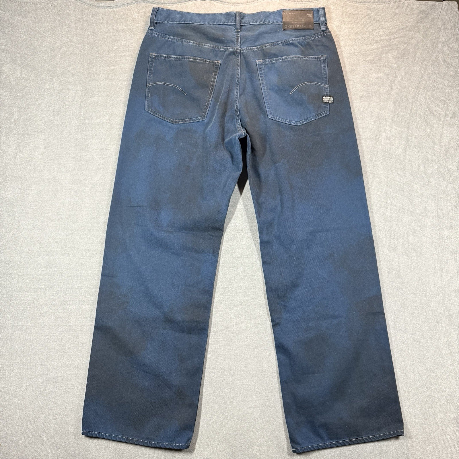 UNIQUE G Star Raw Type 96 Loose Baggy Jeans Men 36×32 Blue Dip Dyed Skater Punk