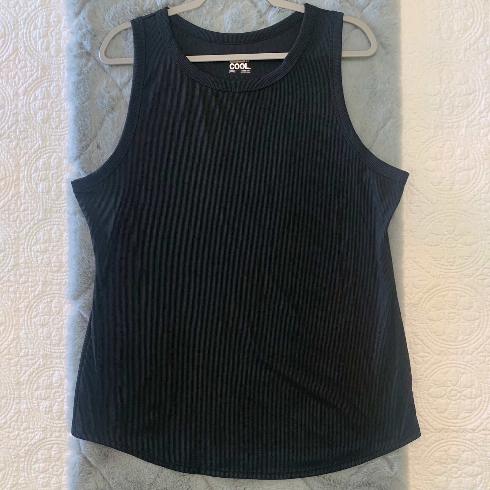 32 Degrees Cool Womens Ribbed Tank Top Black XXL Sleeveless Crew NeckStretchy