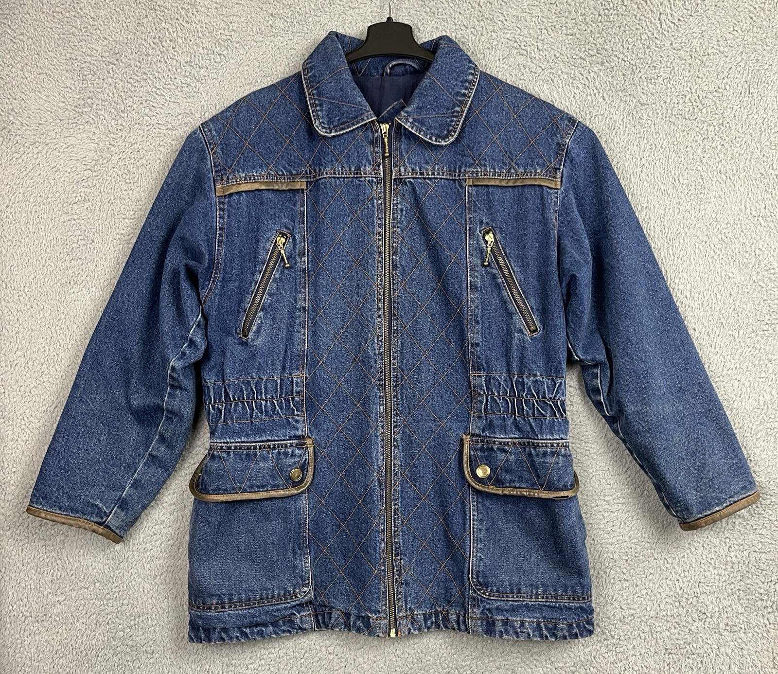 Vintage Retro Denim Jacket Womens Medium Oversized Western Ranchwear Chore 90s