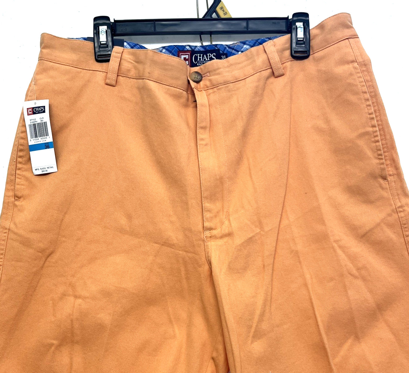 Chaps Men’s Shorts 36 Orange Knee Length 4 Pockets 9 Inch Inseam New With Tags