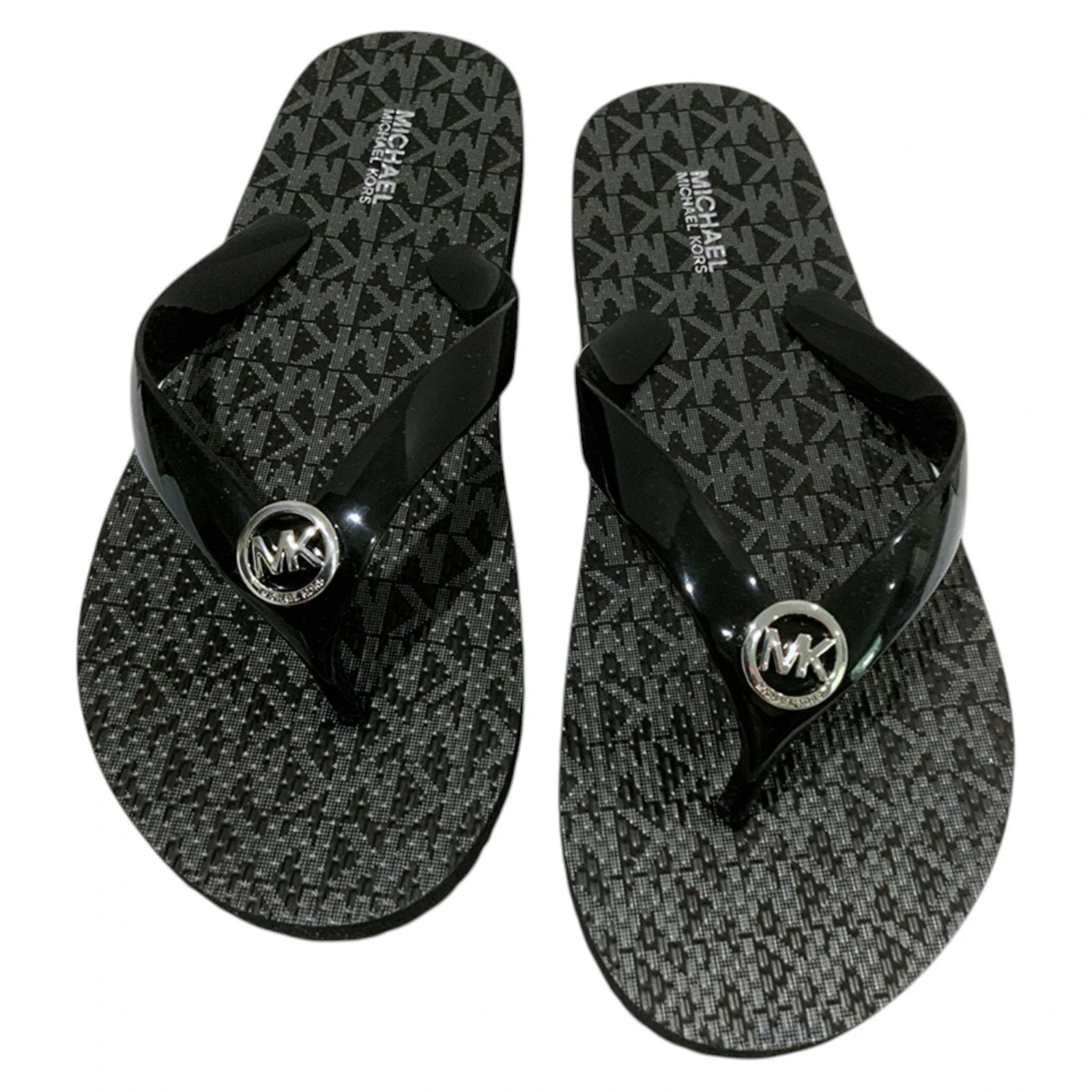 MSRP $69.99 NWT MICHAEL KORS WOMEN’S BLACK FLIP FLOPS SANDALS SIZE 6 7 8 10 11