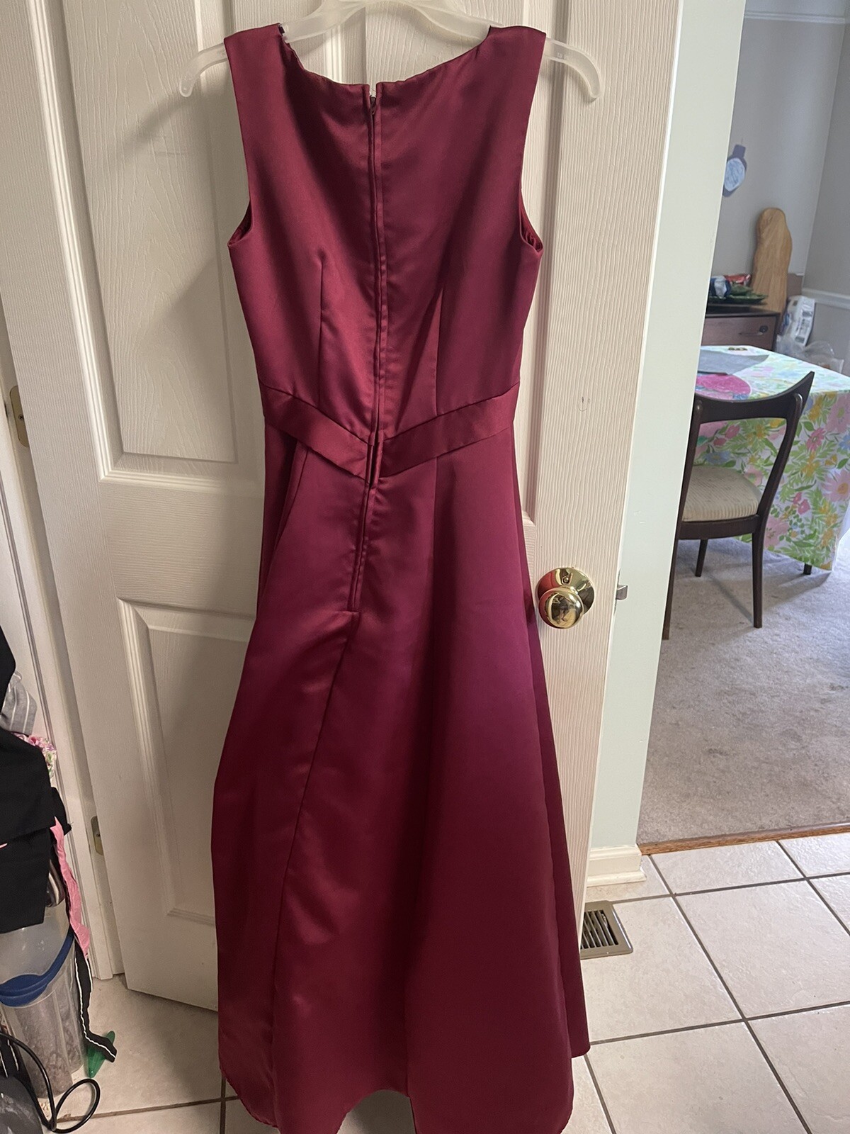 ONON Regency Cocktail Dress Formal 80s 90s Small Sz 3 Red Silky 36w Maxi