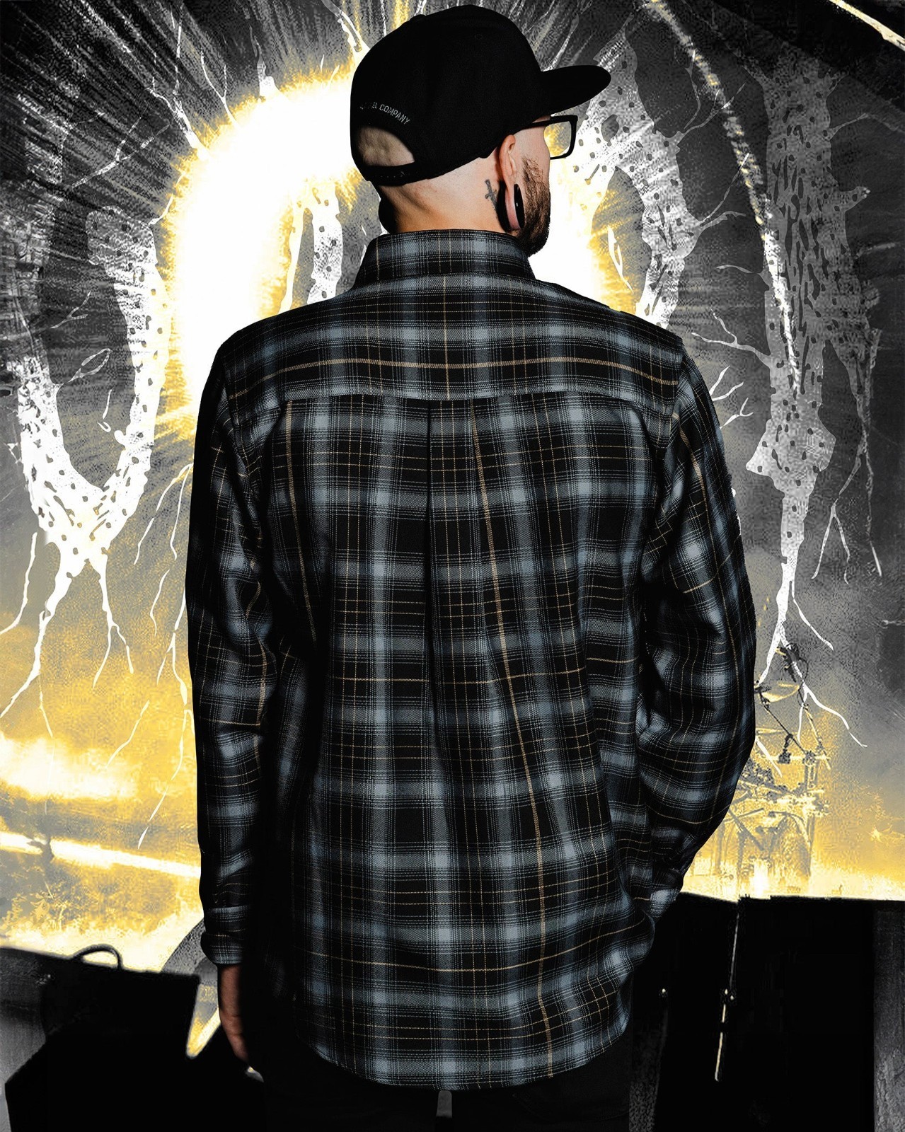 DIXXON Flannel x GOJIRA Men’s LARGE Collab Metal Band Plaid Button Shirt