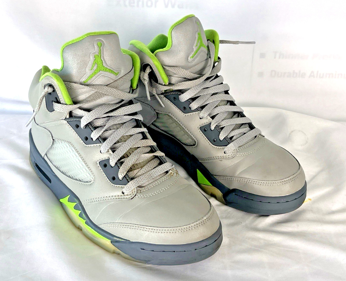 Jordan 5 Retro Green Bean Grey Leather Sneakers Size 8.5 DM9014-003