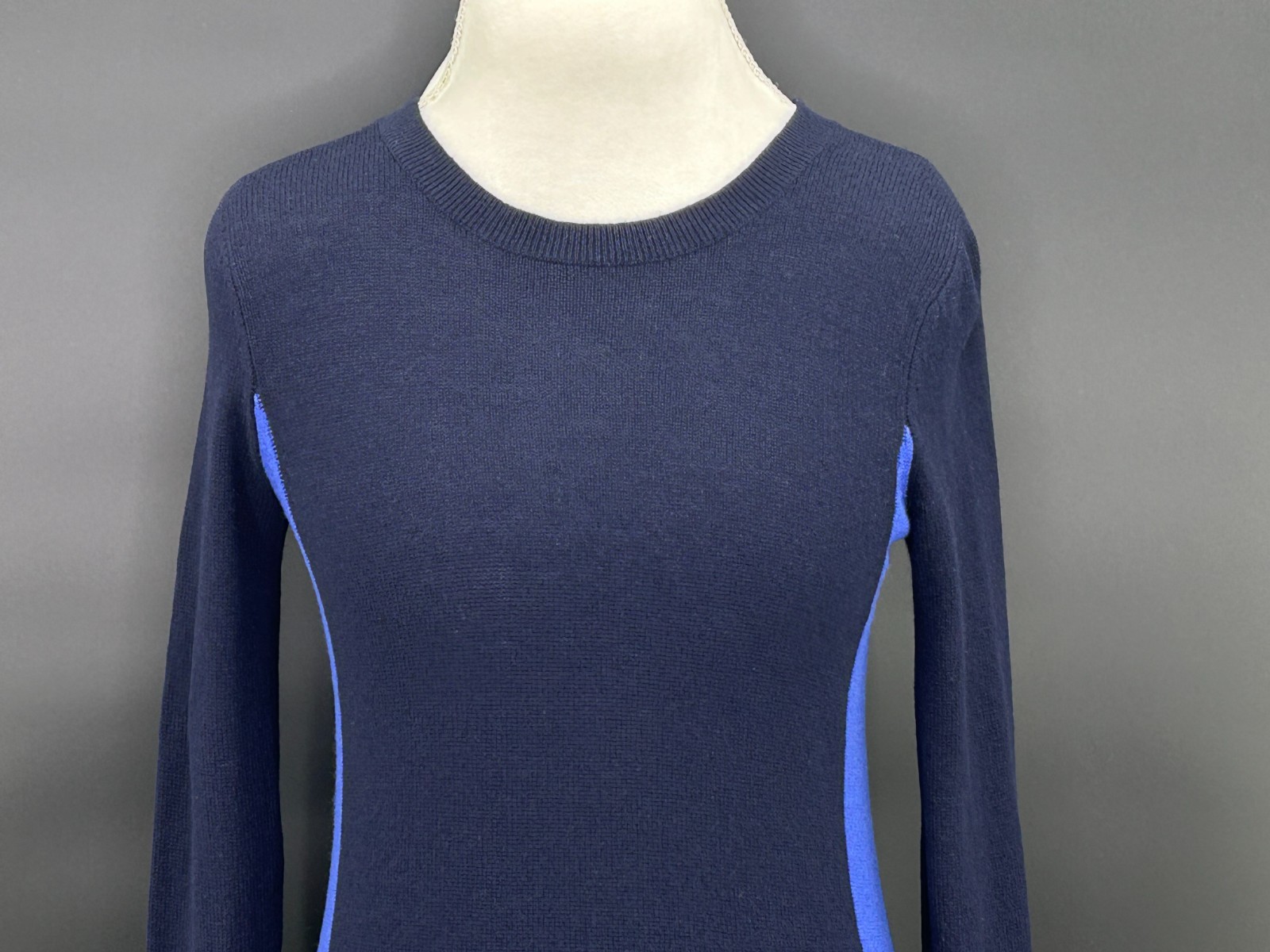 Aqua Cashmere Sweater Womens S Pullover Knit Tunic Blue Colorblock Long Sleeve