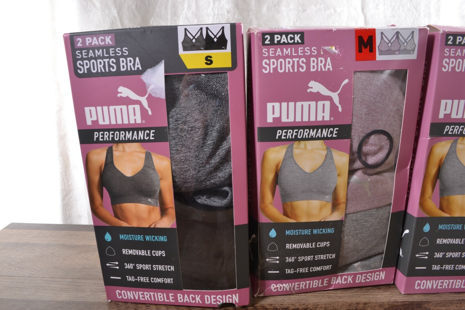 PUMA Performance 2-Pack Seamless Sports Bras Tag-Free S/M/L/XL Moisture Wicking