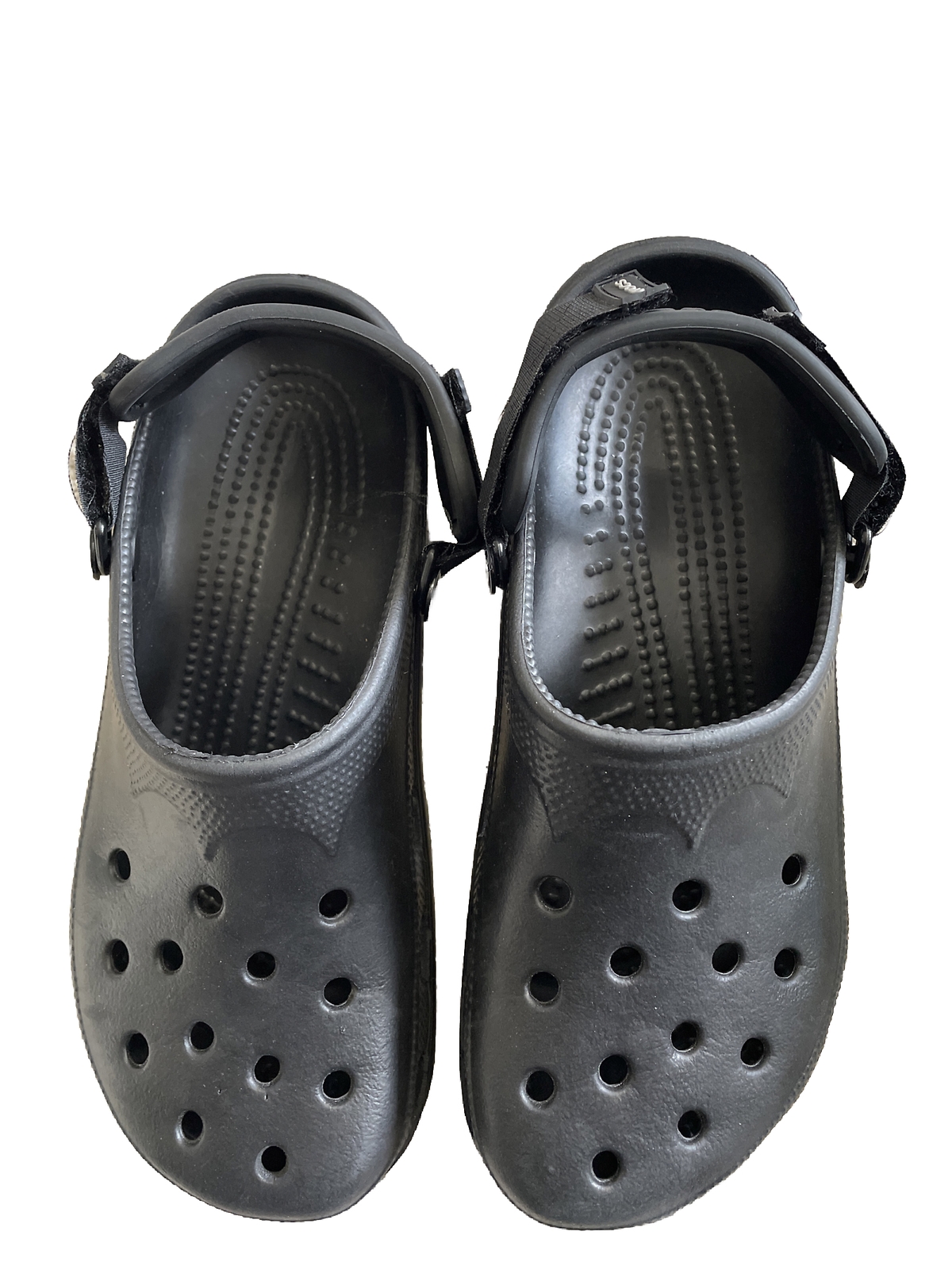Crocs Classic Clogs Black W/Adjustable Heel Strap W 8-9 M 6/7 NWOT
