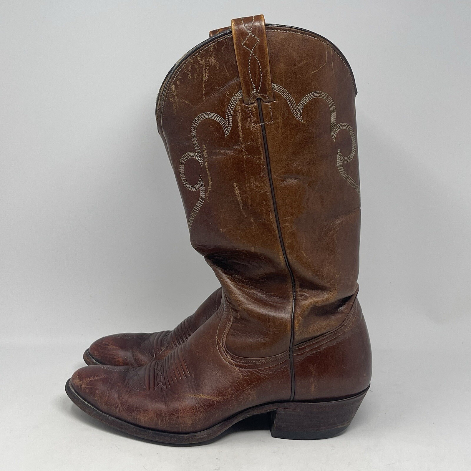 J Chisholm Cowboy Western Boots Style 911 Mens 9 D Brown Leather Handcrafted