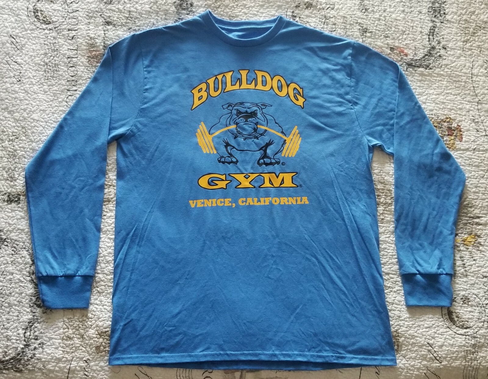 Bulldog Gym Venice Beach Muscle Bodybuilding Workout Long Sleeve Shirt M L XL