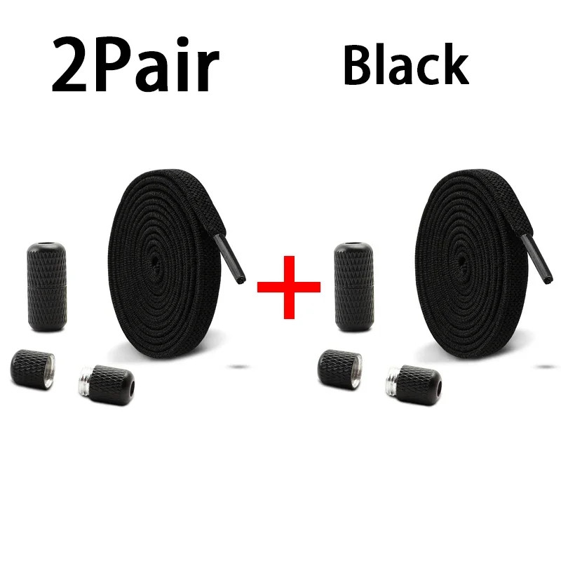 1/2 Pair Flat Elastic Shoe Laces Kids Adult Quick Shoelace Metal Capsule Buckle
