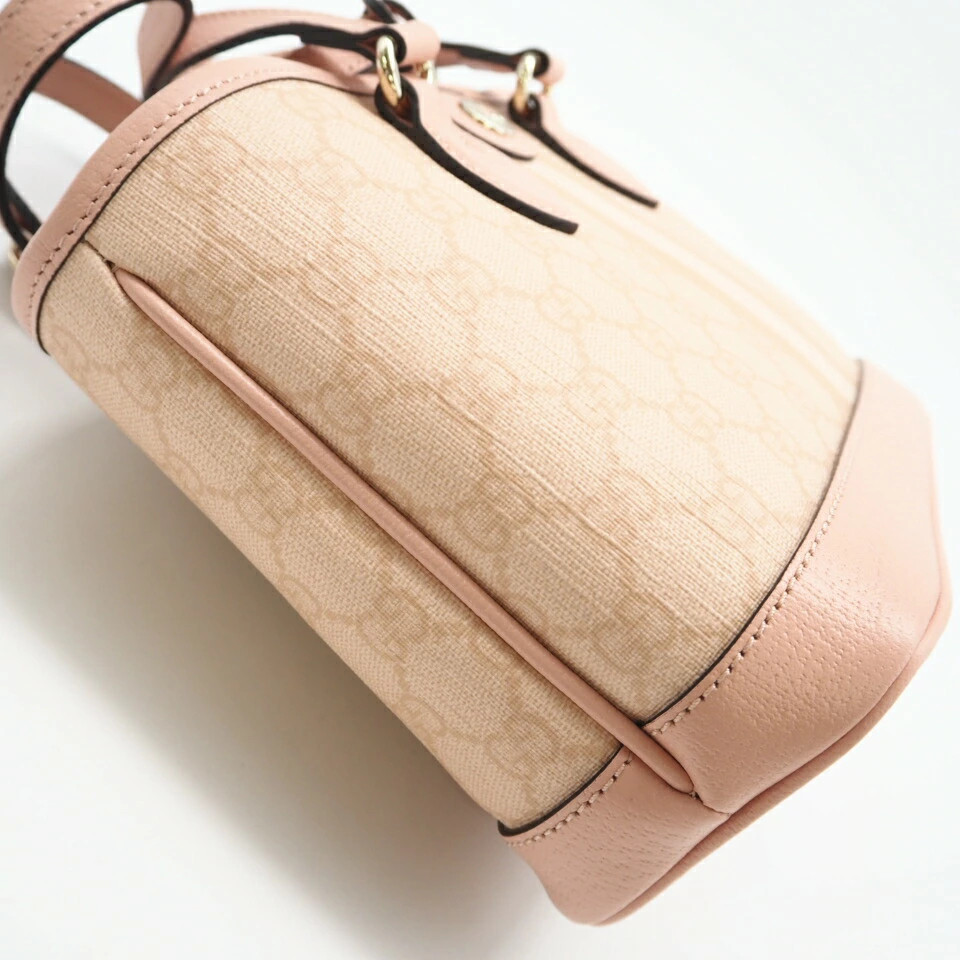 GUCCI GG Supreme Ophidia Small Tote Bag 2way Pink Beige