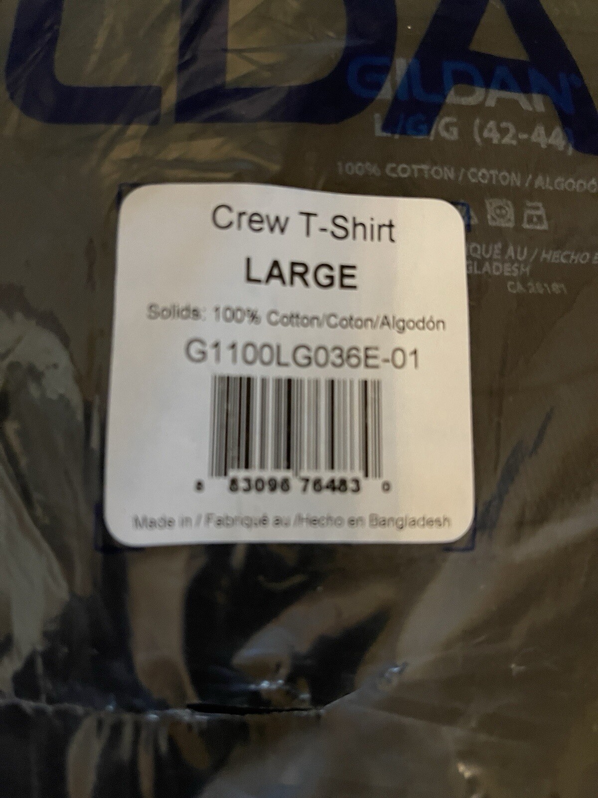 Gildan Men’s Black Crew T-shirt Style G1100 Large Multipack (6) Brand New