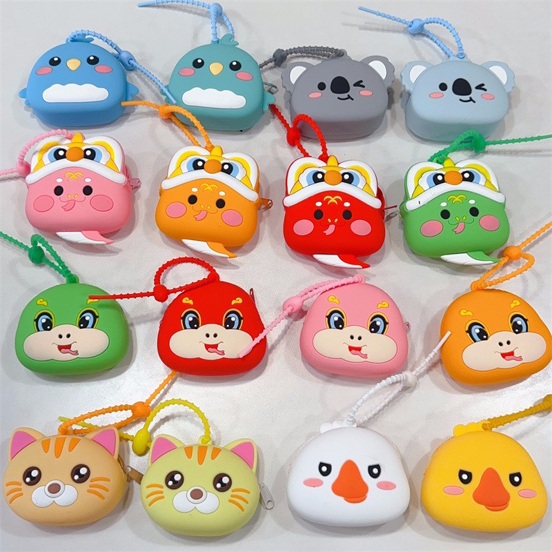 Soft Silicone Cartoon Mini Pouch – Durable Keychain for Coins & Earbuds Charm