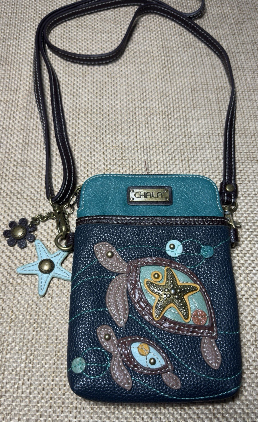 Chala Crossbody Purse Sea Turtle Print Adjustable Strap Starfish Seastar