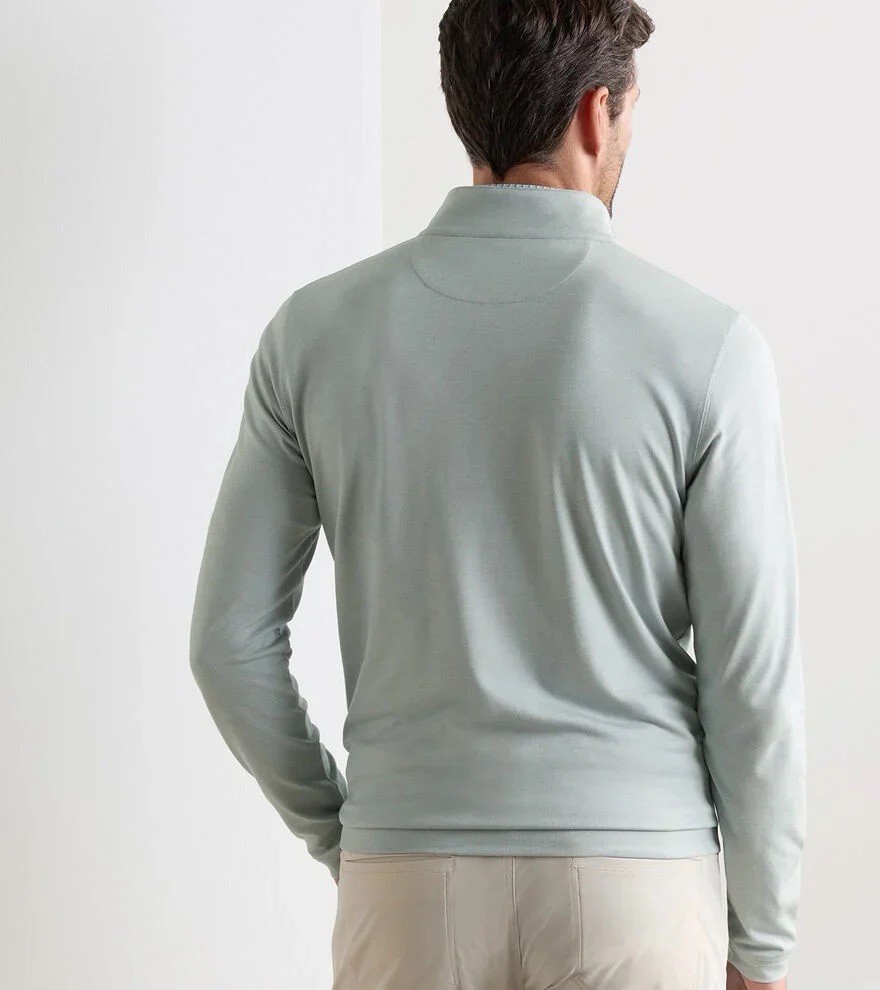 PETER MILLAR Crown Crafted Albatross LARGE Cotton Blend 1/4 Zip Willow Green
