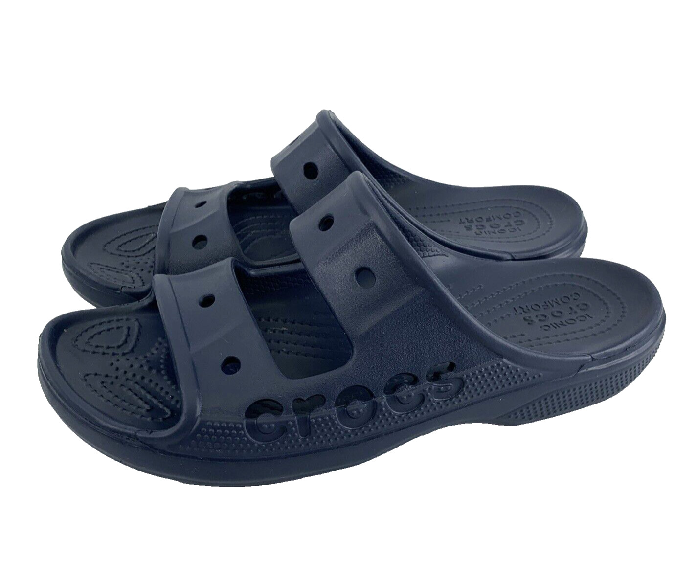 Crocs Baya Slide Sandal Navy Blue Double Strap 207627 Unisex Womens 9 Mens 7