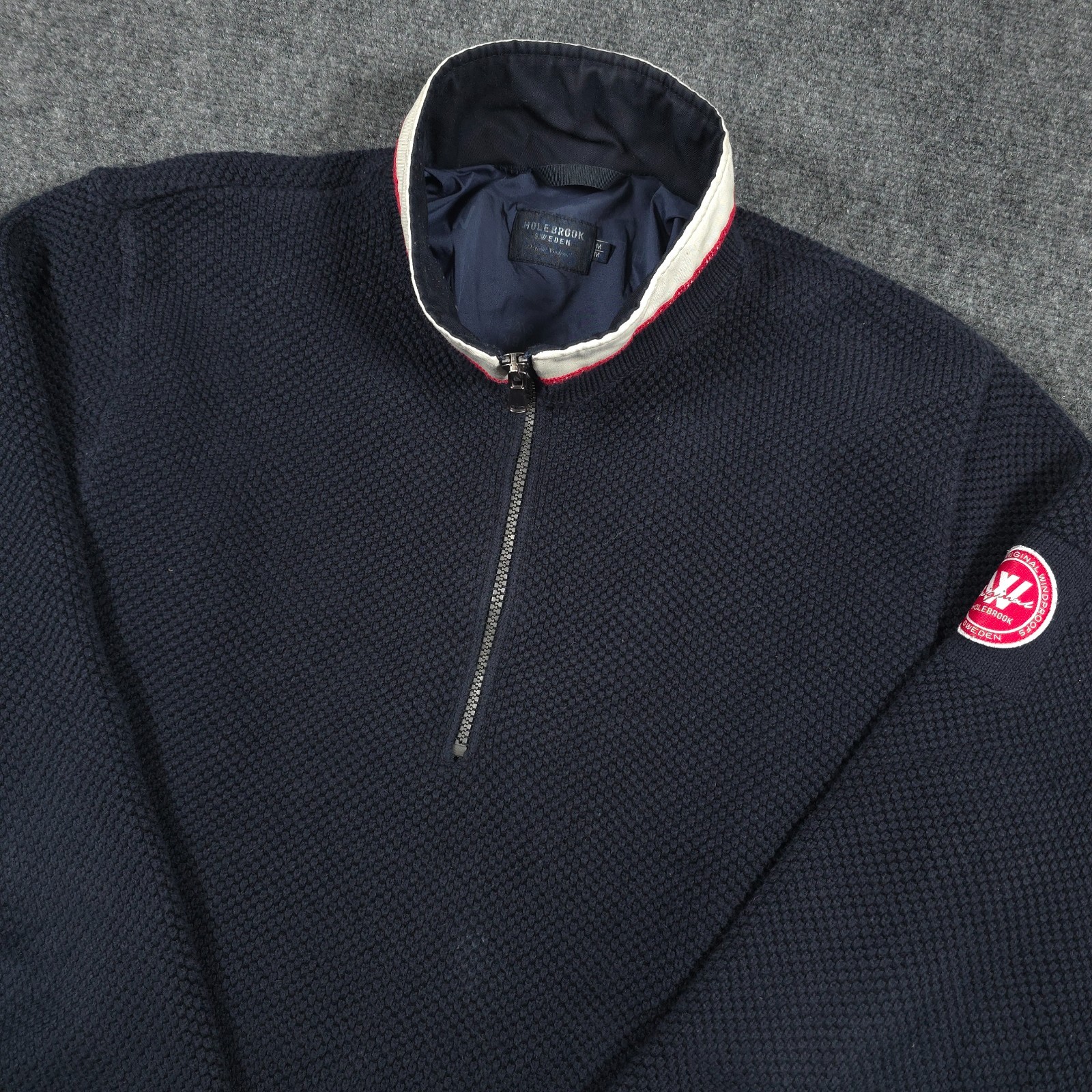 Holebrook Sweden Windproof Sweater Mens M 1/4 Zip Organic Cotton Golf Pullover