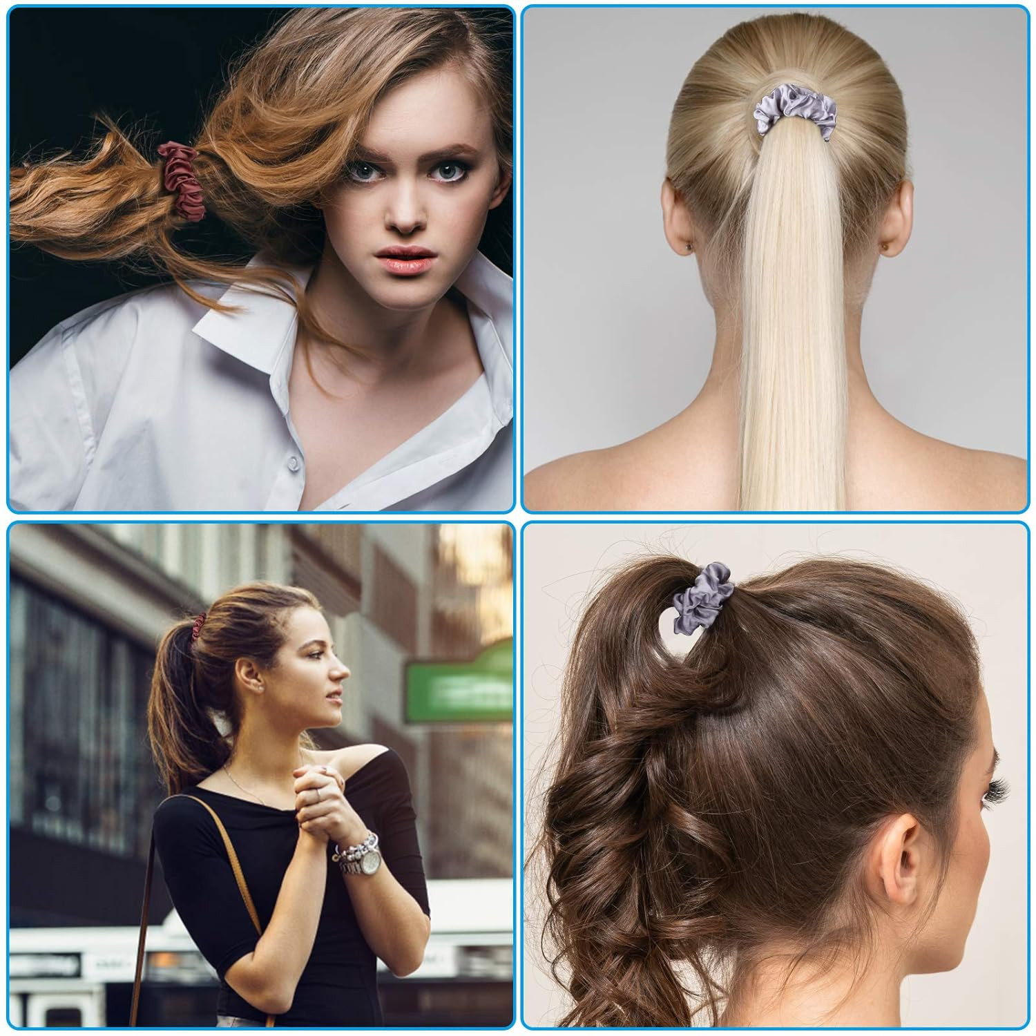 12 Pieces Silk Hair Scrunchies Silk Hair Tie Elastic Ponytail Holders for Women