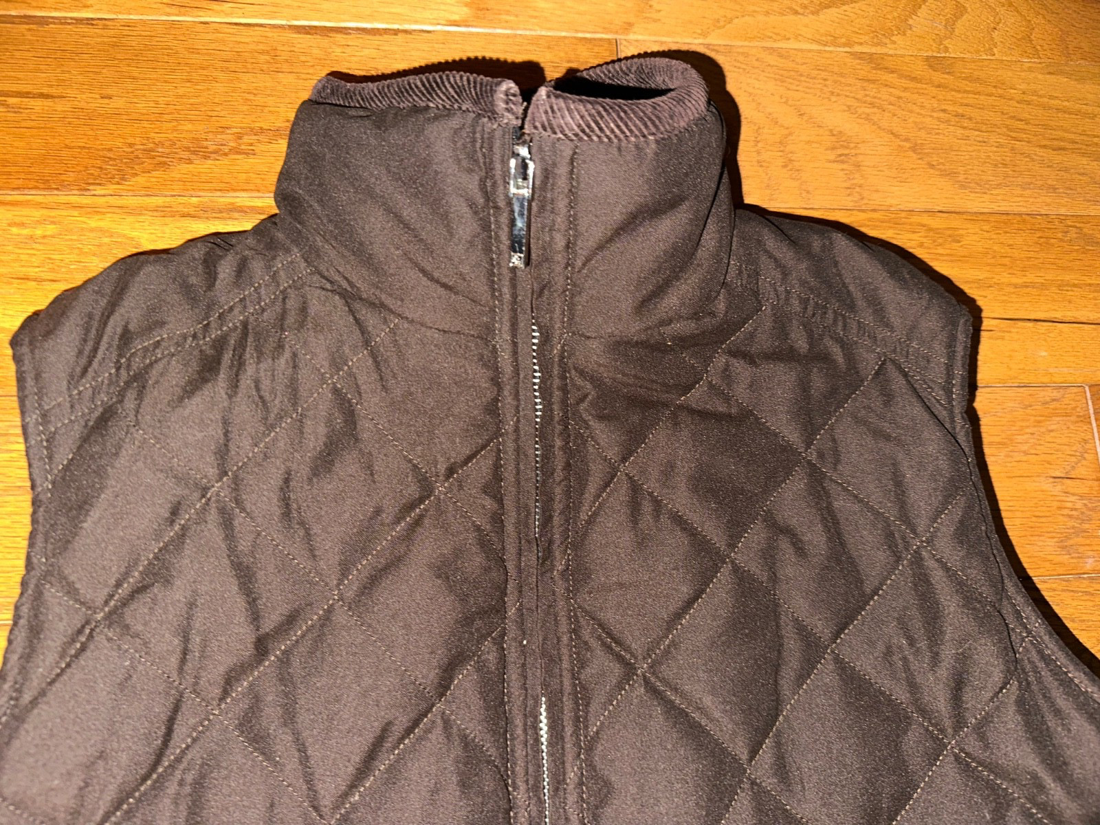 Ralph Lauren Reversible Quilted Vest Women Sz M Brown/Black Full Zip