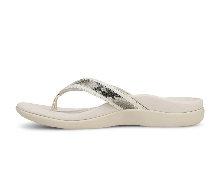 VIONICS Tide 2.0 Toe Post Sandal – Cream Snake Print Leather NEW