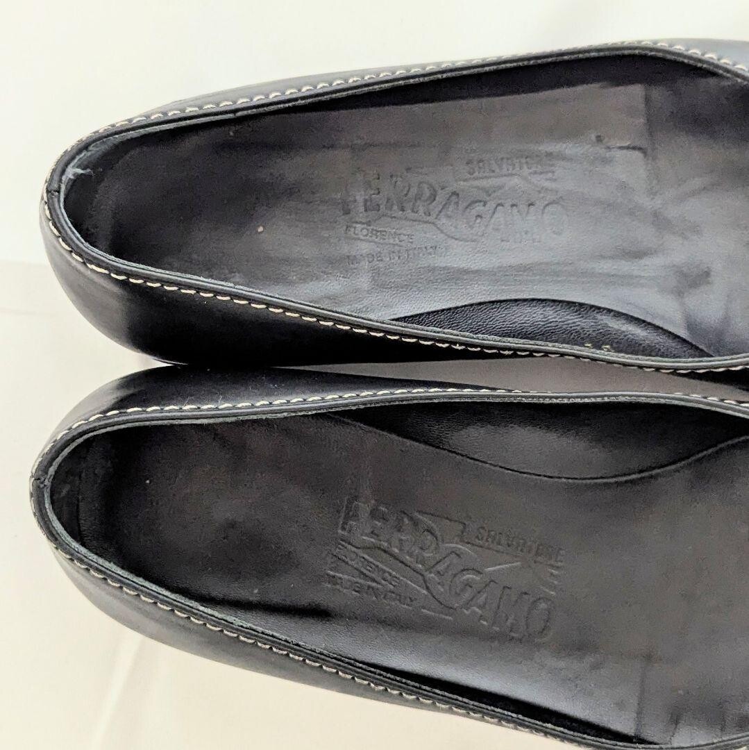 Salvatore Ferragamo Gancini Black Leather Pump 5.5D Office Heel Auth