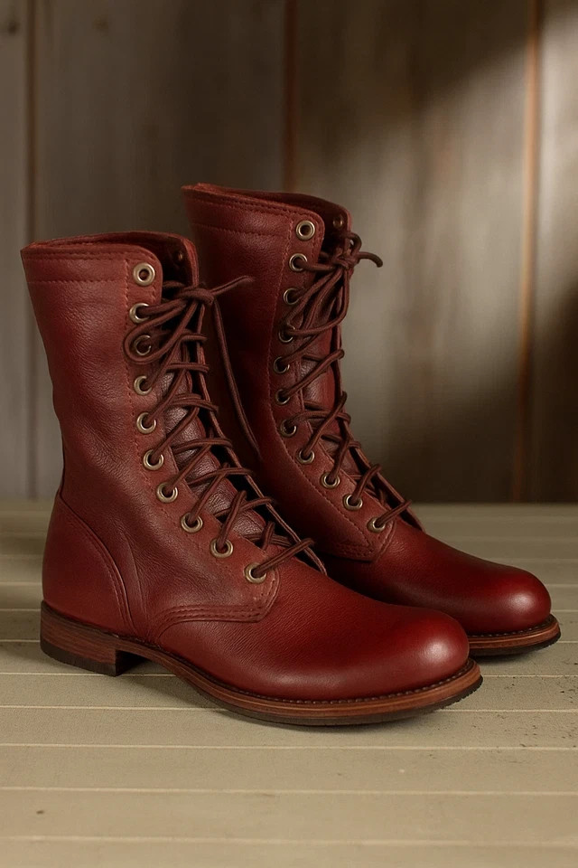Handmade Military Genuine Leather Dress Formal Boots Men Leather Lace Up New