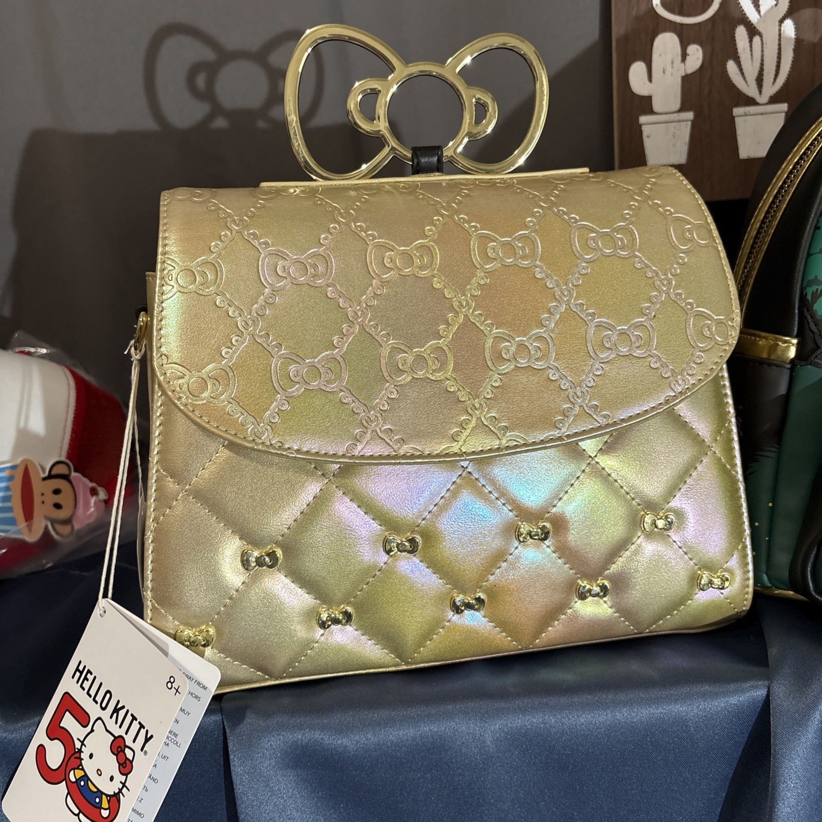 Hello Kitty 50th Anniversary Golden Bows Crossbody Bag By Loungefly Gold