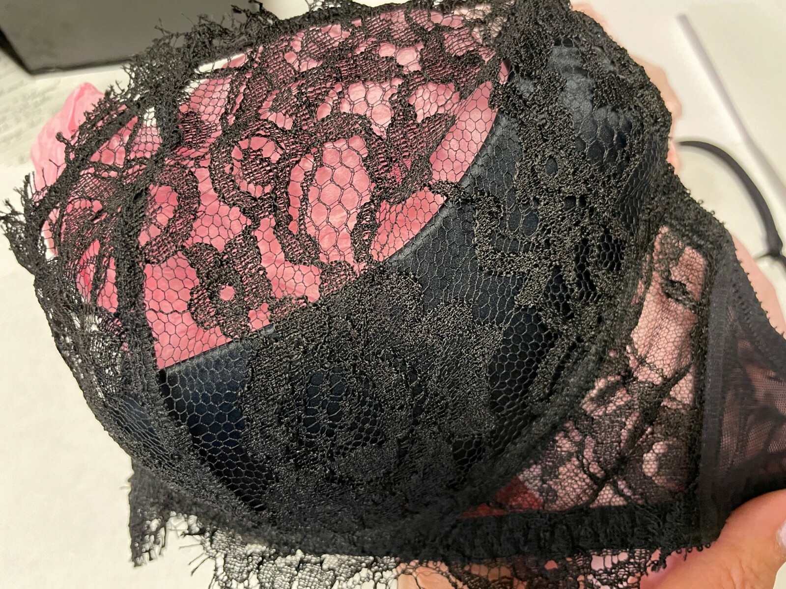 Ajour Lingerie Montsoreau Sheer Lace Balconette Bra 32D New Black panty 8