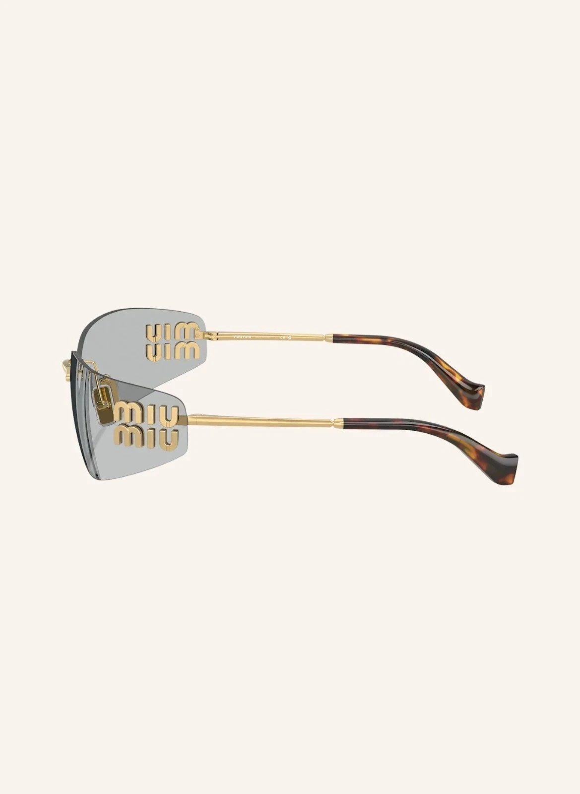Miu Miu MU A51S Pale Gold Grey Women Wrap Sunglasses