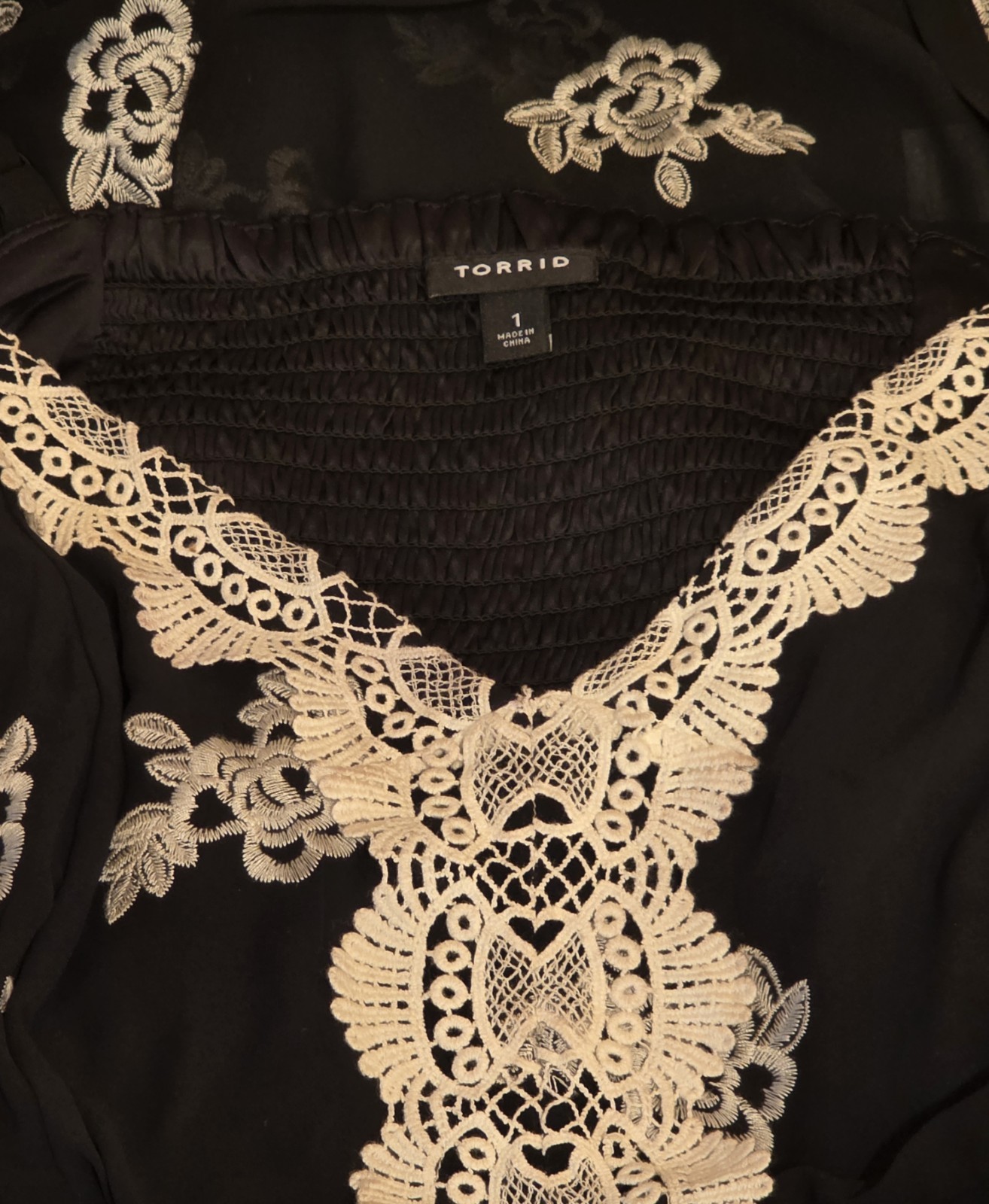 TORRID Size 1 (14/16W) Embroidered Black Strappy Maxi Dress