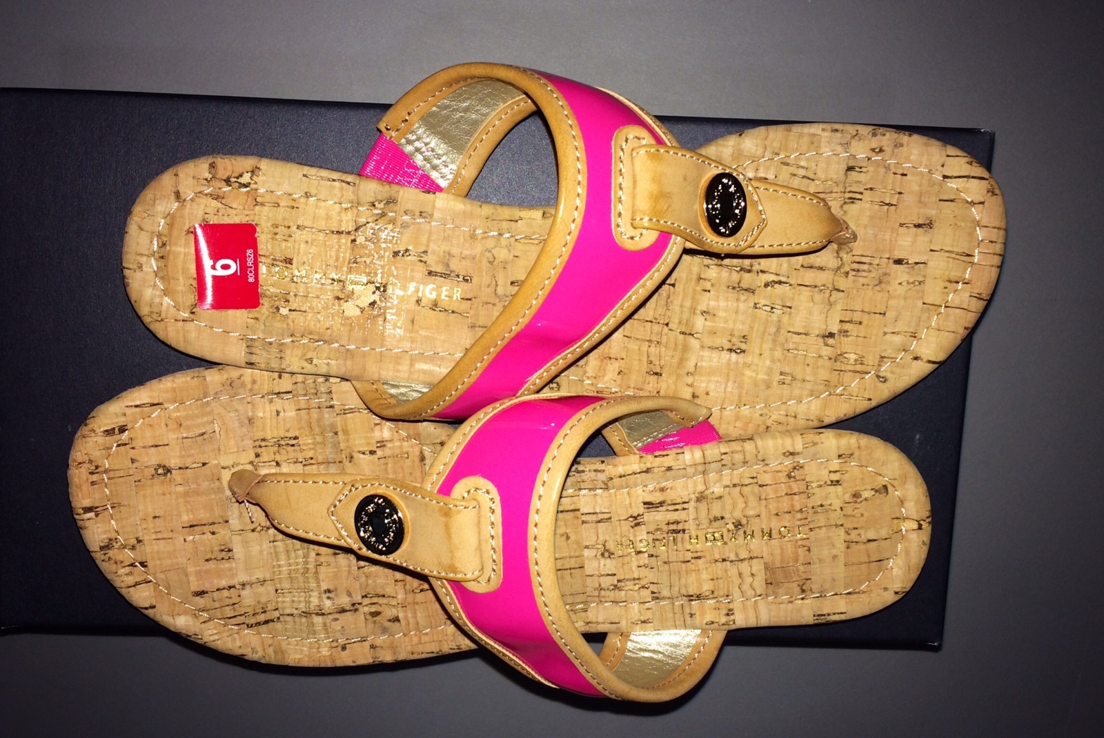 Tommy Hilfiger Pink Bradley Faux Leather Sandals Flat(0 to 1/2 In.) SZ 6 Medium