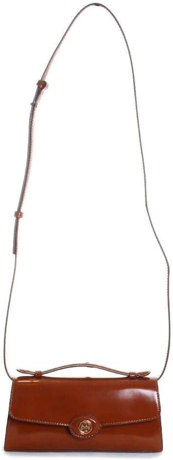 Tory Burch Brown Patent Leather Mini Robinson Spazzolato Top Handle Bag 19963
