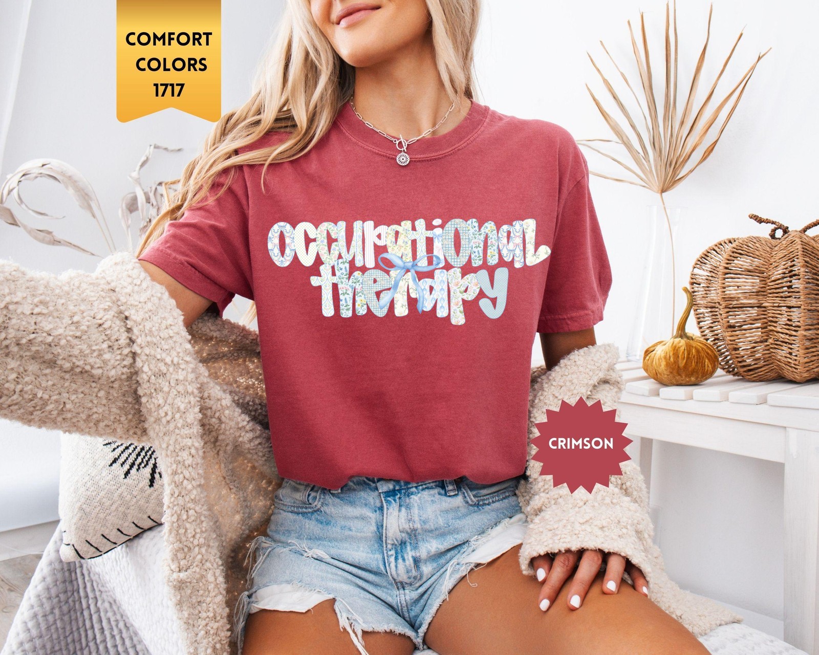 Comfort Colors Occupational Therapy Shirt, Coquette Bow OT Tshirt, Floral Occup