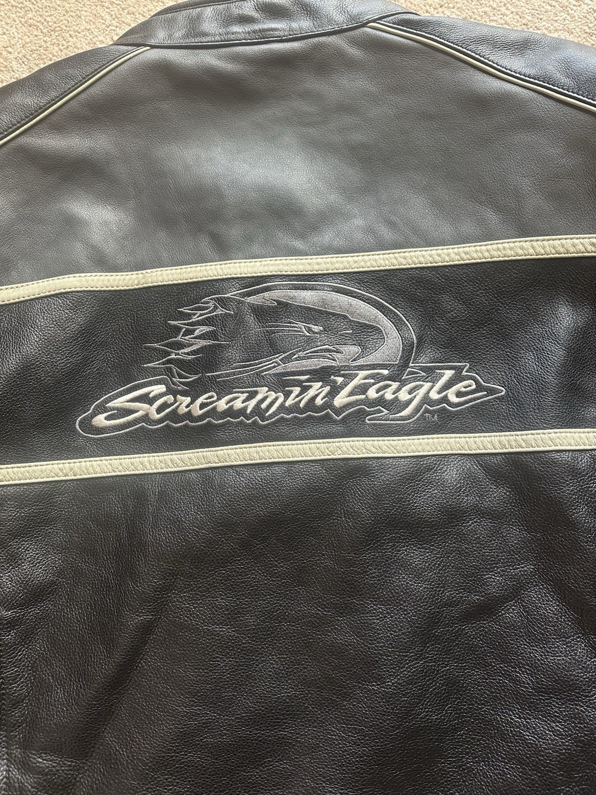 Harley Davidson Screaming Eagle Black Leather Jacket Men’s 3XL Vintage original