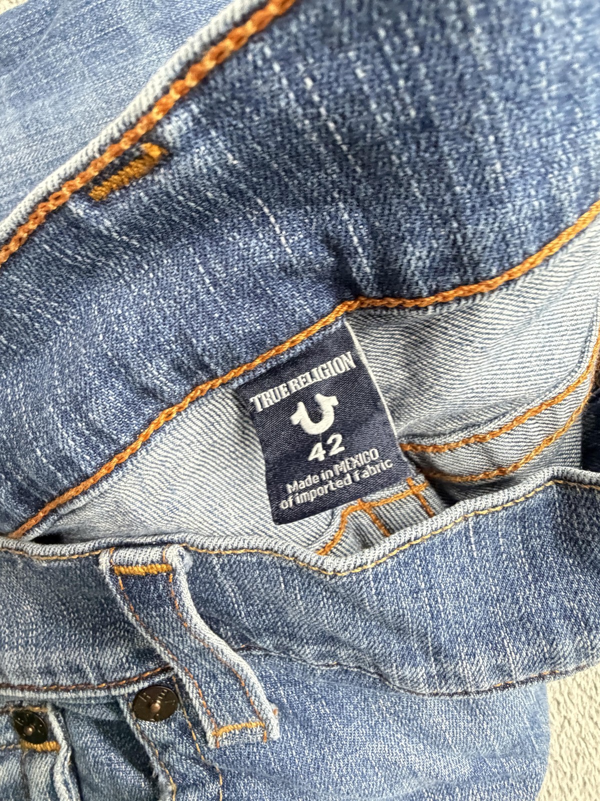 True Religion Jeans Mens Measured 45×34 Blue Straight Slim Denim